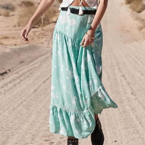 New Kivari Antigua Maxi Skirt Mint Antique Blue S - Picture 5 of 11